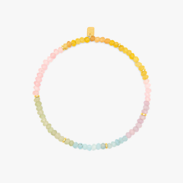 Pura Vida Ombre Rainbow Bead Stretch Anklet | Gold