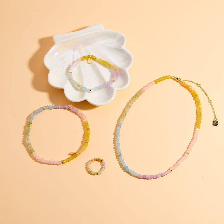 Pura Vida Ombre Rainbow Bead Stretch Anklet | Gold