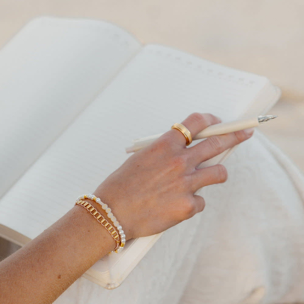 Pura Vida Dainty Fidget Bead Charm Bracelet | Gold