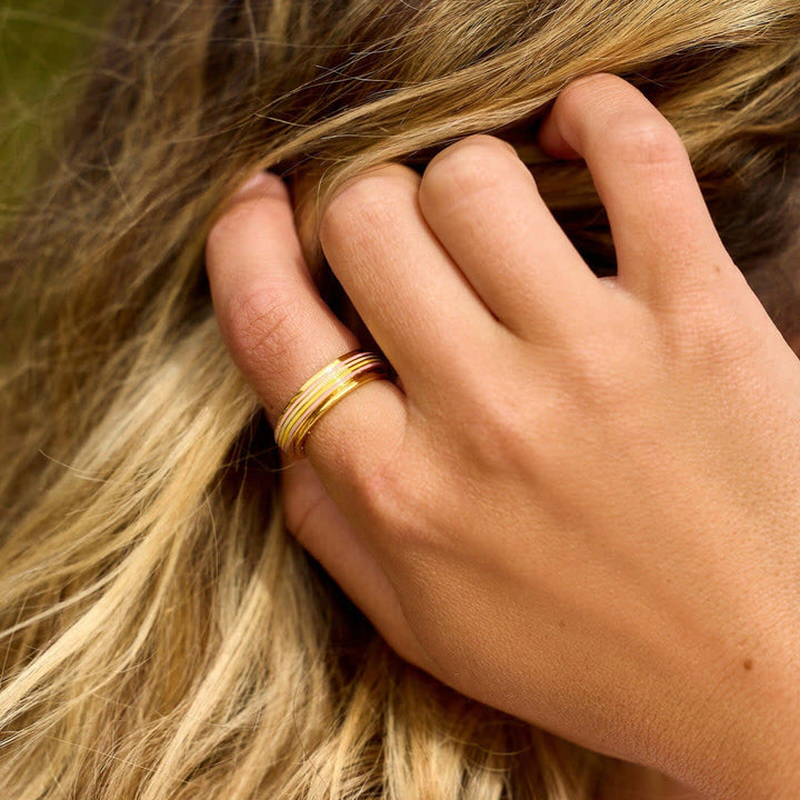 Pura Vida Pastel Stripe Fidget Ring | Gold