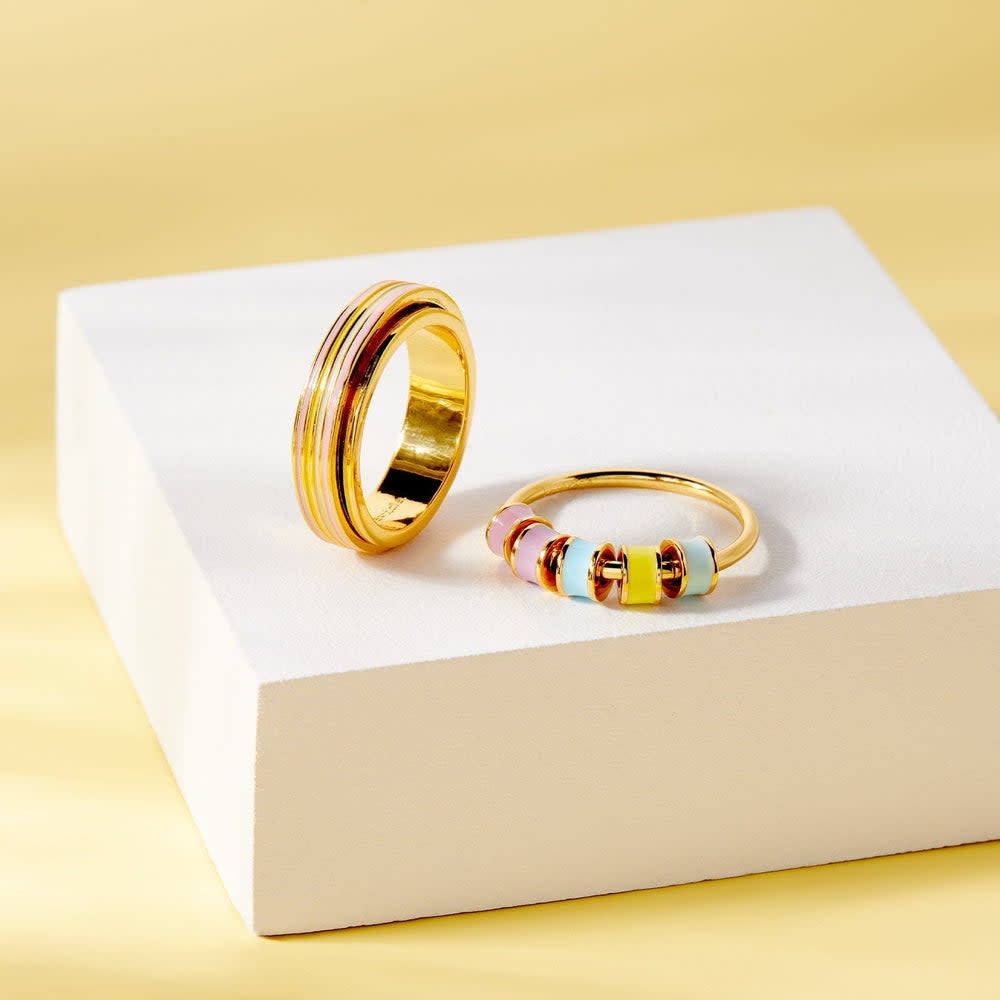 Pura Vida Pastel Stripe Fidget Ring | Gold