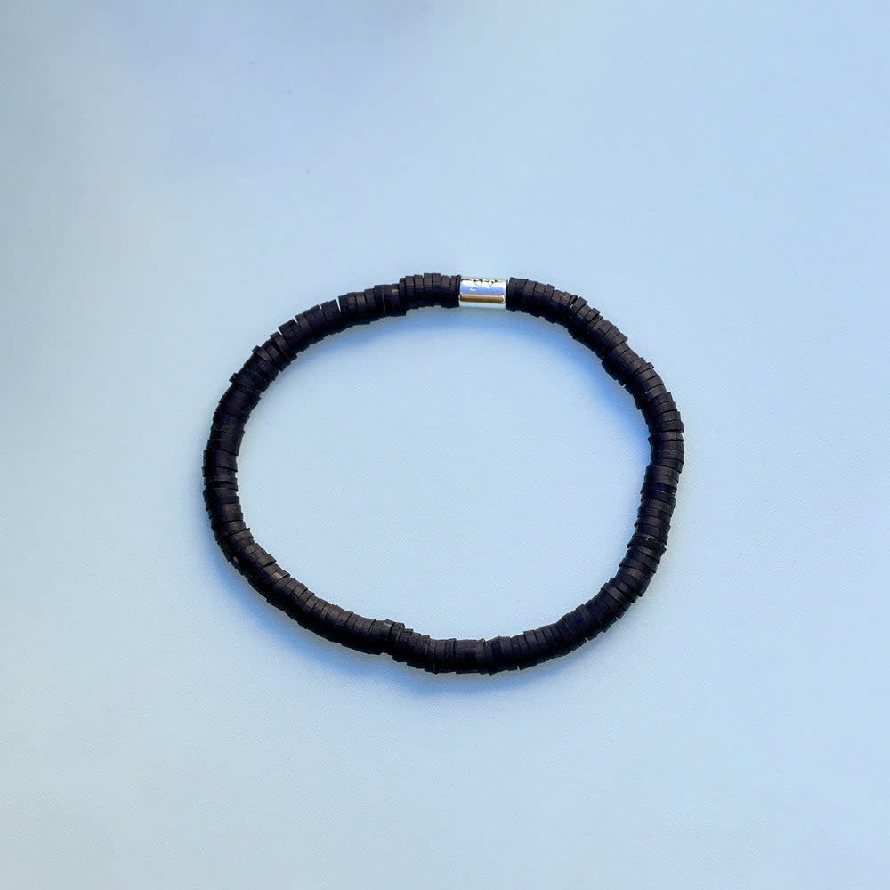 Pura Vida Seascape Vinyl Disc Stretch Bracelet | Black