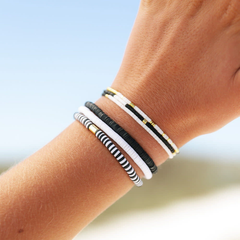 Pura Vida Seascape Vinyl Disc Stretch Bracelet | Black
