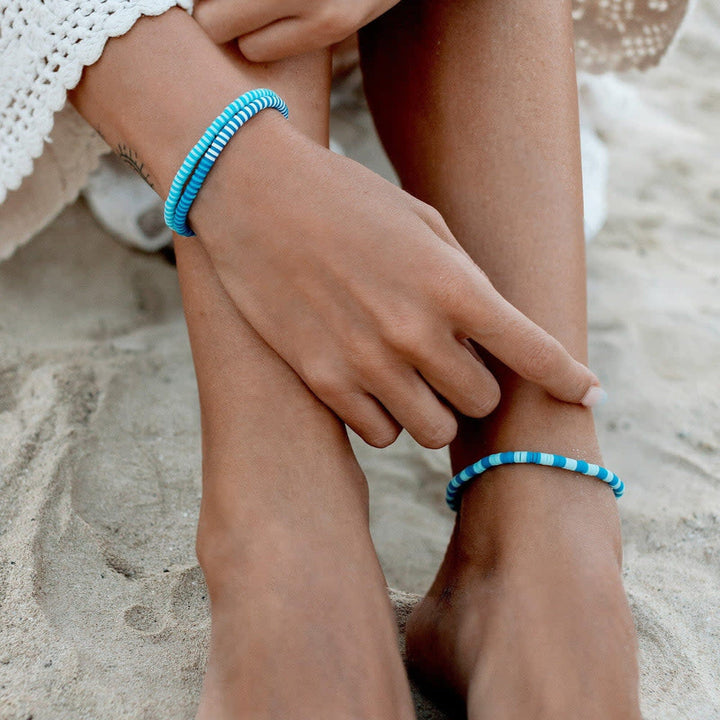 Pura Vida Seascape Vinyl Disc Stretch Bracelet | Cornflower