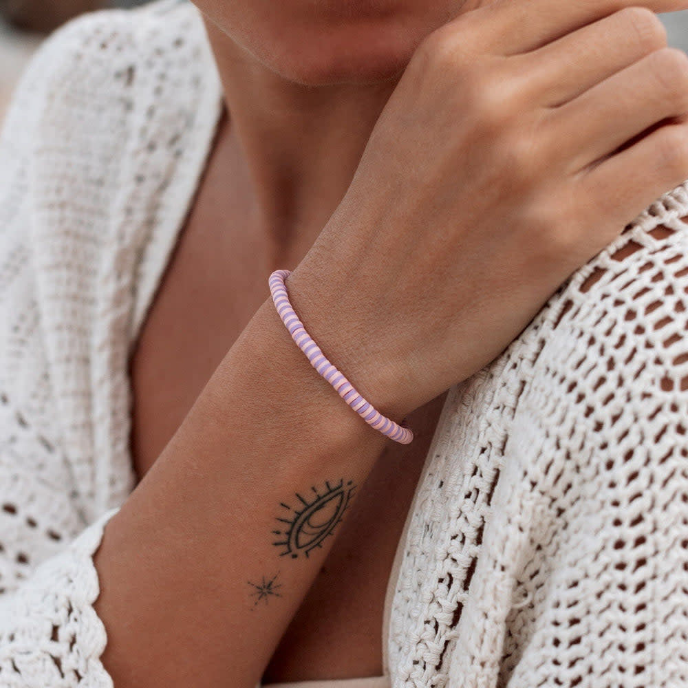 Pura Vida Seascape Vinyl Disc Stretch Bracelet | Violet Sunrise