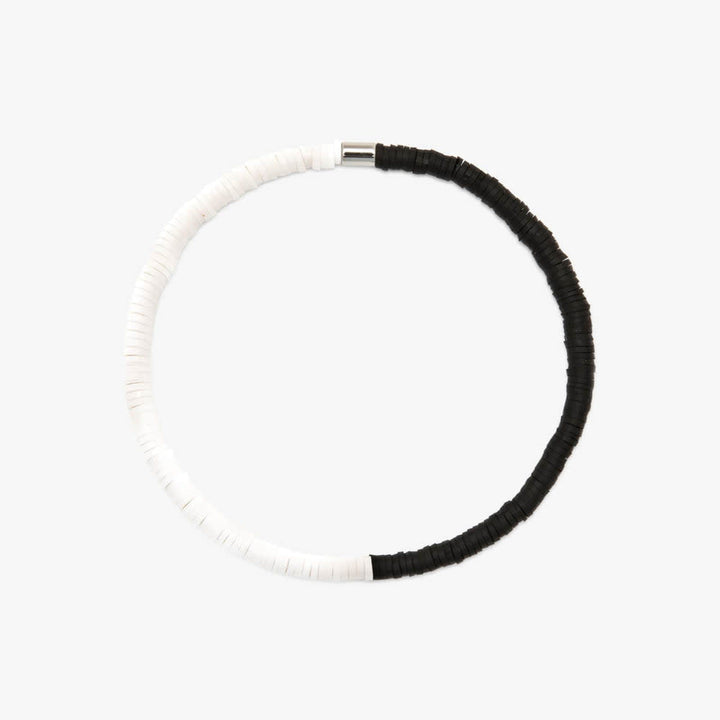 Pura Vida Seascape Vinyl Disc Stretch Anklet | Black/White