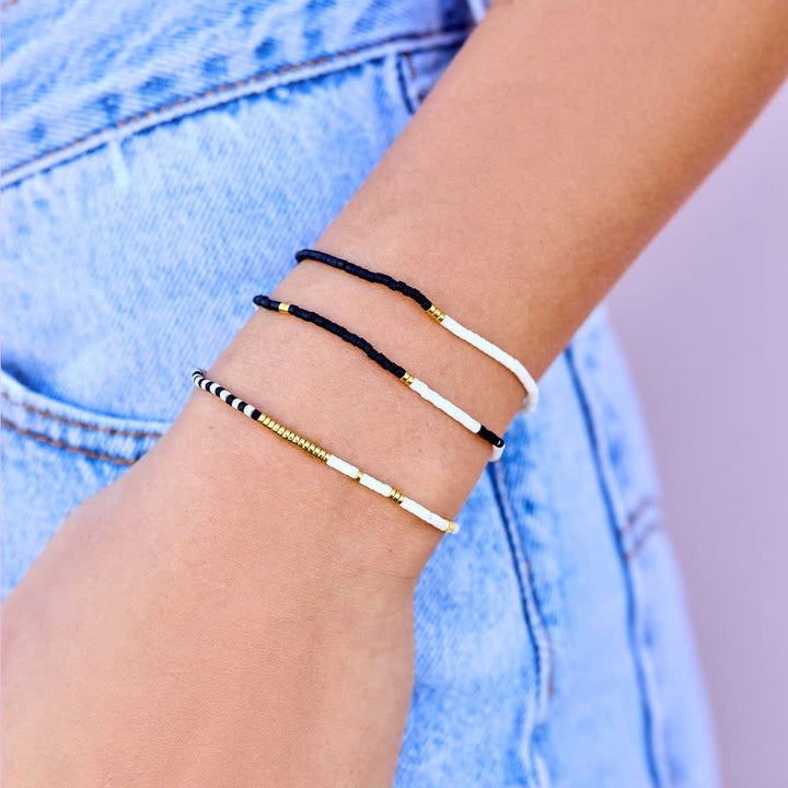 Pura Vida Mixed Sb Gold Stretch Bracelet Set Of 3 | Monochrome