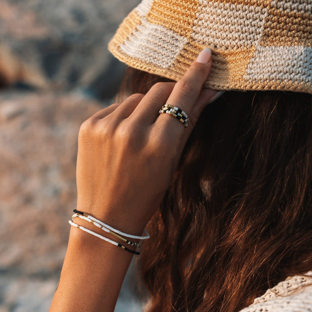 Pura Vida Mixed Sb Gold Stretch Bracelet Set Of 3 | Monochrome