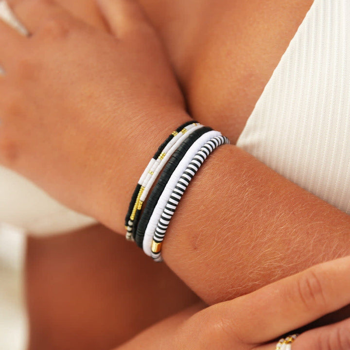 Pura Vida Mixed Sb Gold Stretch Bracelet Set Of 3 | Monochrome