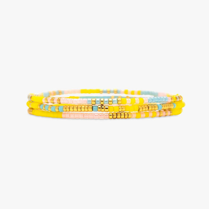 Pura Vida Mixed Sb Gold Stretch Bracelet Set Of 3 | Sunset Beach