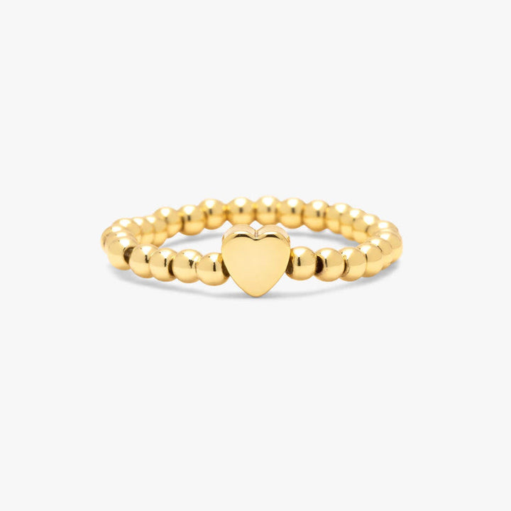 Pura Vida Heart  Ball Bead Stretch Ring | Gold
