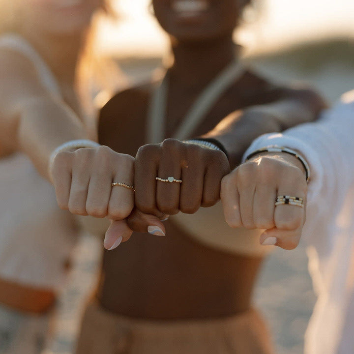 Pura Vida Heart  Ball Bead Stretch Ring | Gold