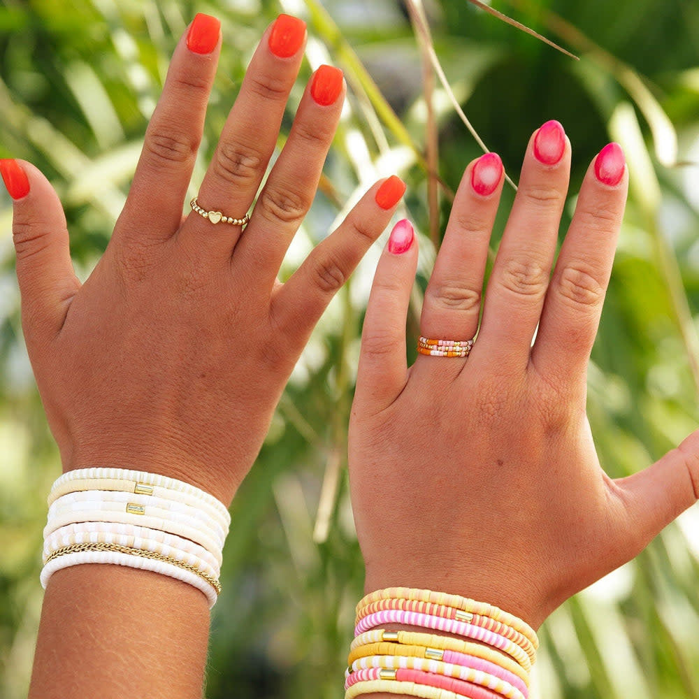 Pura Vida Heart  Ball Bead Stretch Ring | Gold