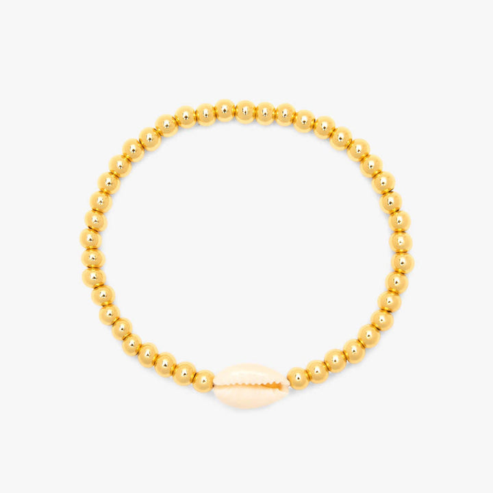 Pura Vida Cowrie Ball Bead Stretch Bracelet | Gold