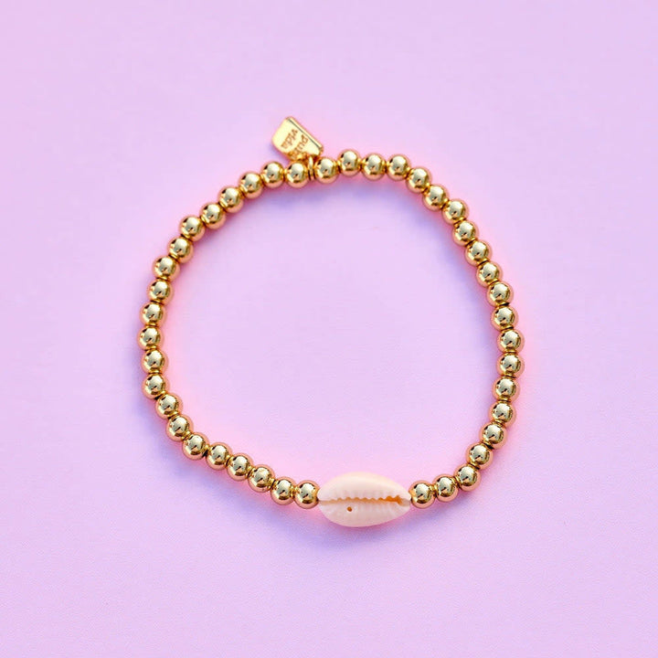 Pura Vida Cowrie Ball Bead Stretch Bracelet | Gold
