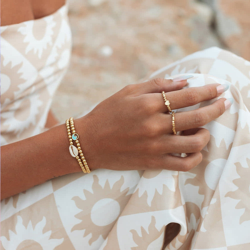 Pura Vida Cowrie Ball Bead Stretch Bracelet | Gold