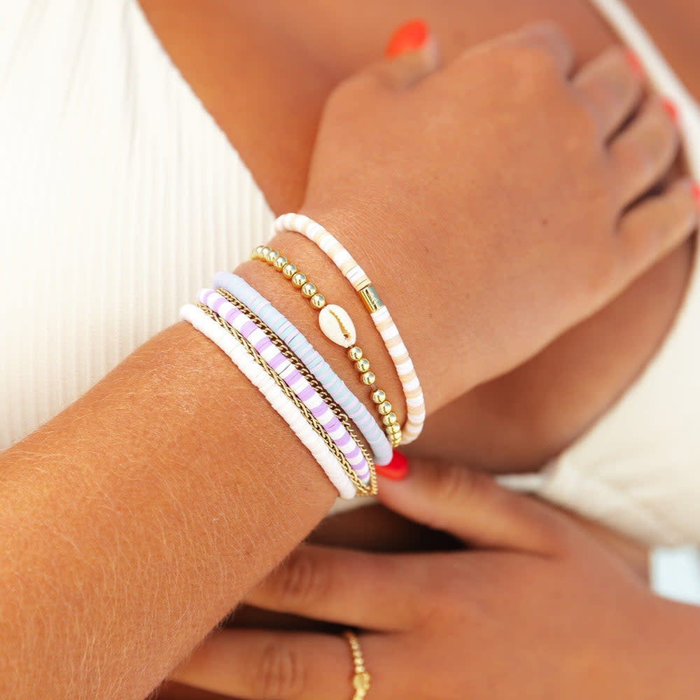 Pura Vida Cowrie Ball Bead Stretch Bracelet | Gold