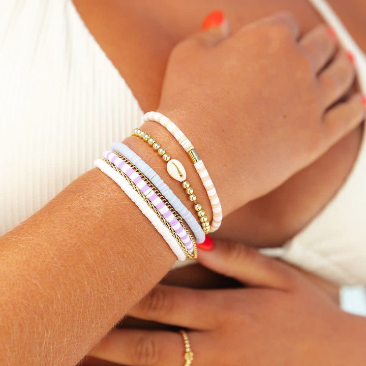 Pura Vida Cowrie Ball Bead Stretch Bracelet | Gold