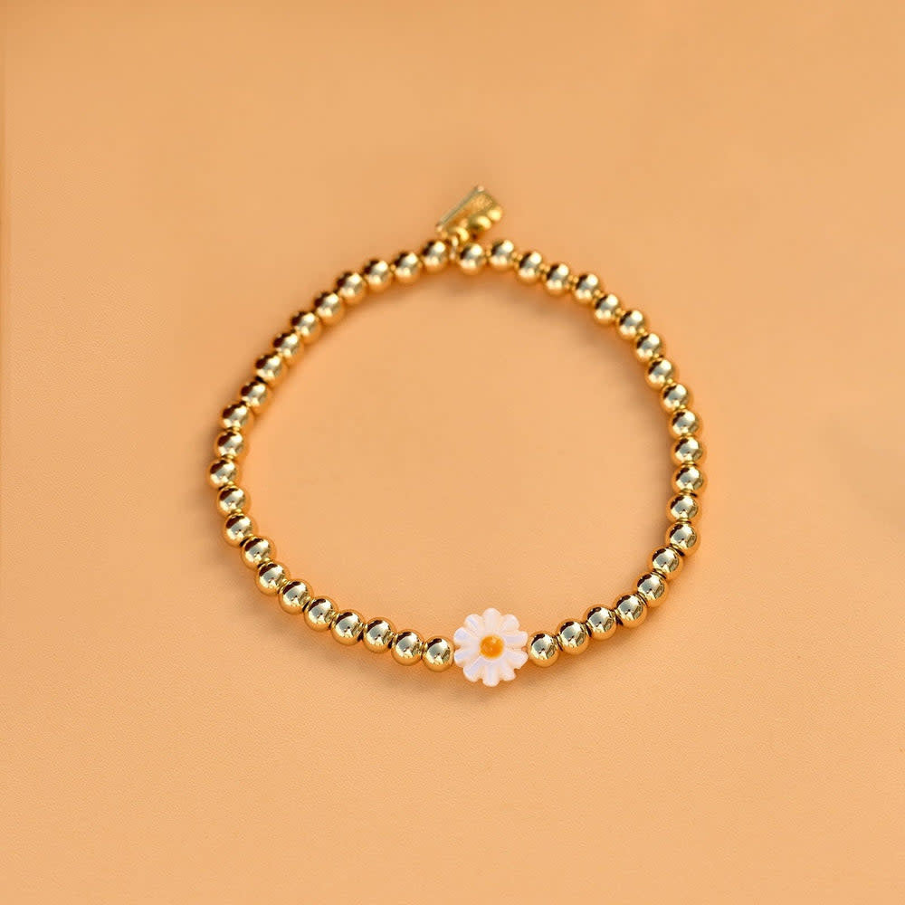Pura Vida Daisy Ball Bead Stretch Bracelet | Gold