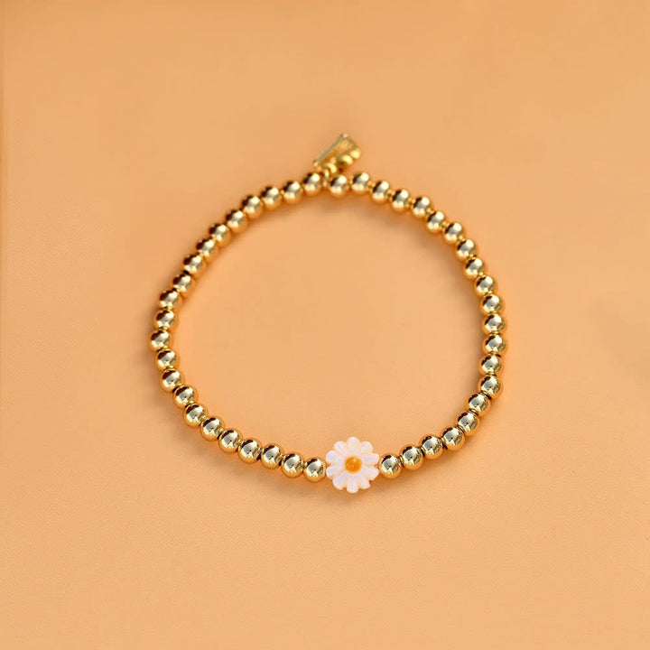 Pura Vida Daisy Ball Bead Stretch Bracelet | Gold