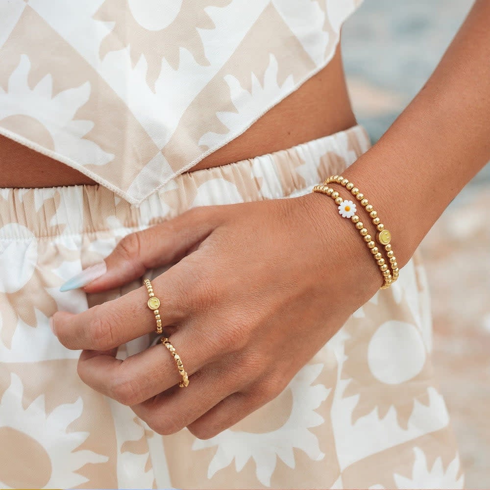 Pura Vida Daisy Ball Bead Stretch Bracelet | Gold