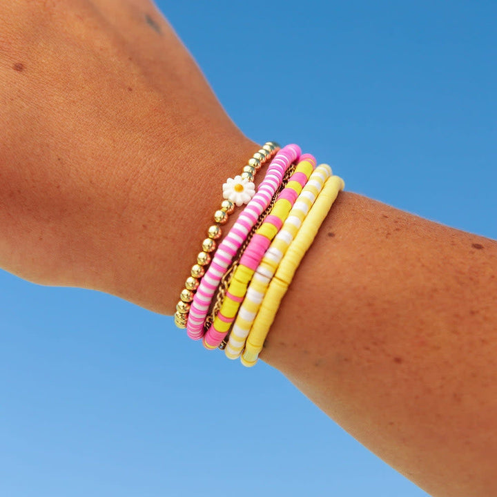 Pura Vida Daisy Ball Bead Stretch Bracelet | Gold