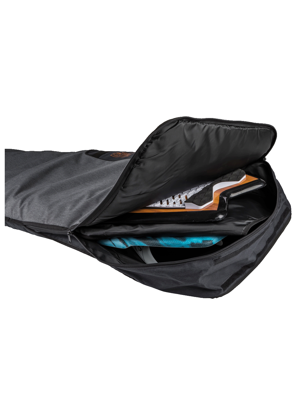 Ronix Dempsey Surf Case W/3D Fin Box 2025 | Charcoal/Orange