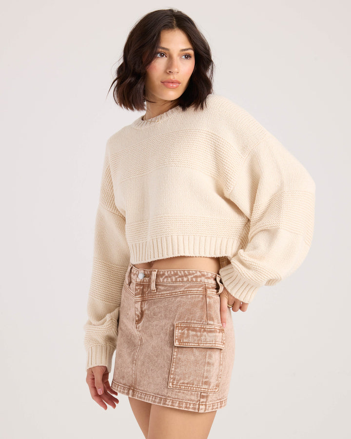 Volcom Womens Dayz Like This Sweater - Vintage White - front on-model view 
