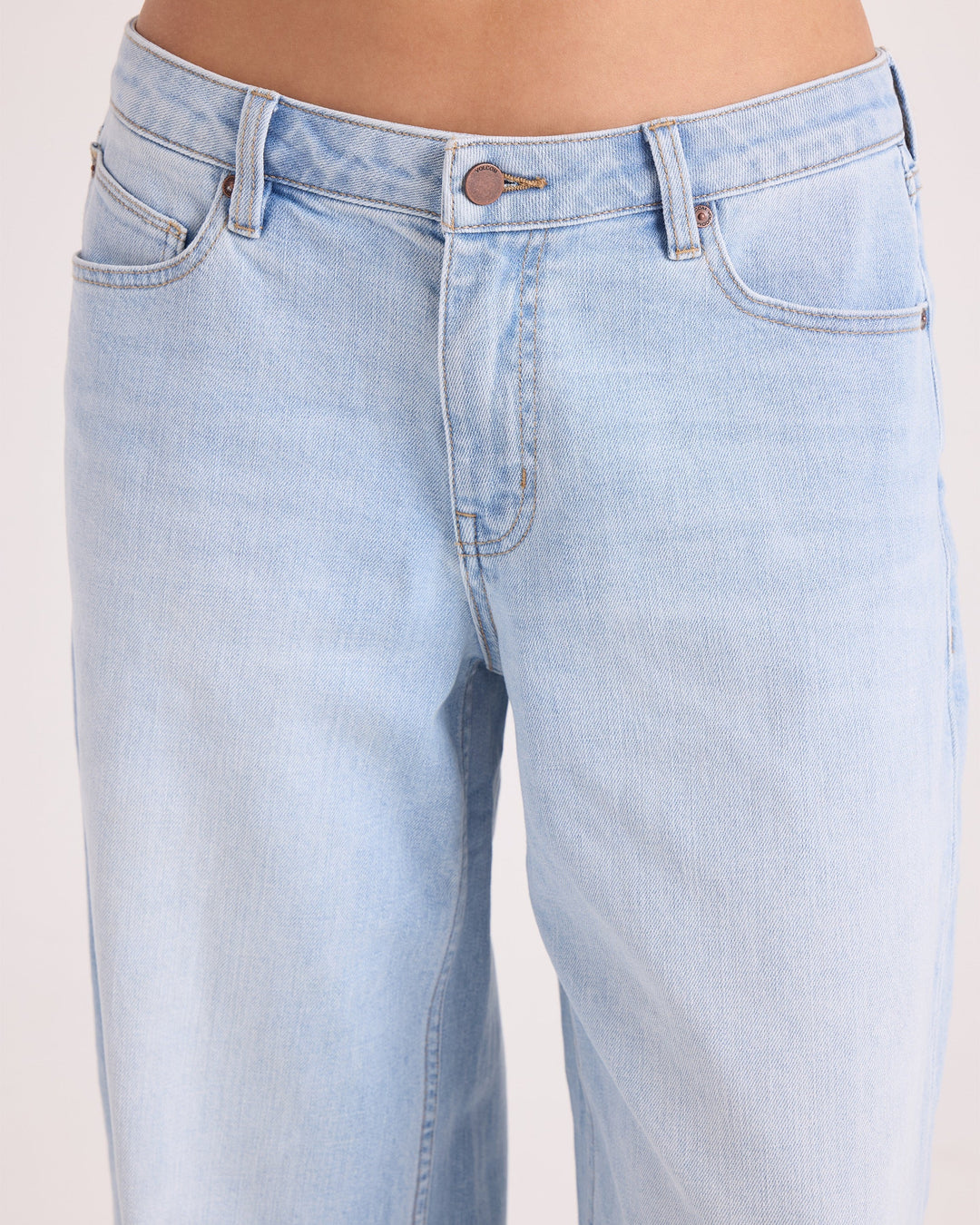 Volcom Womens Stoned Bf Lowrise Denim - White/Light Blue - official gallery image 3 