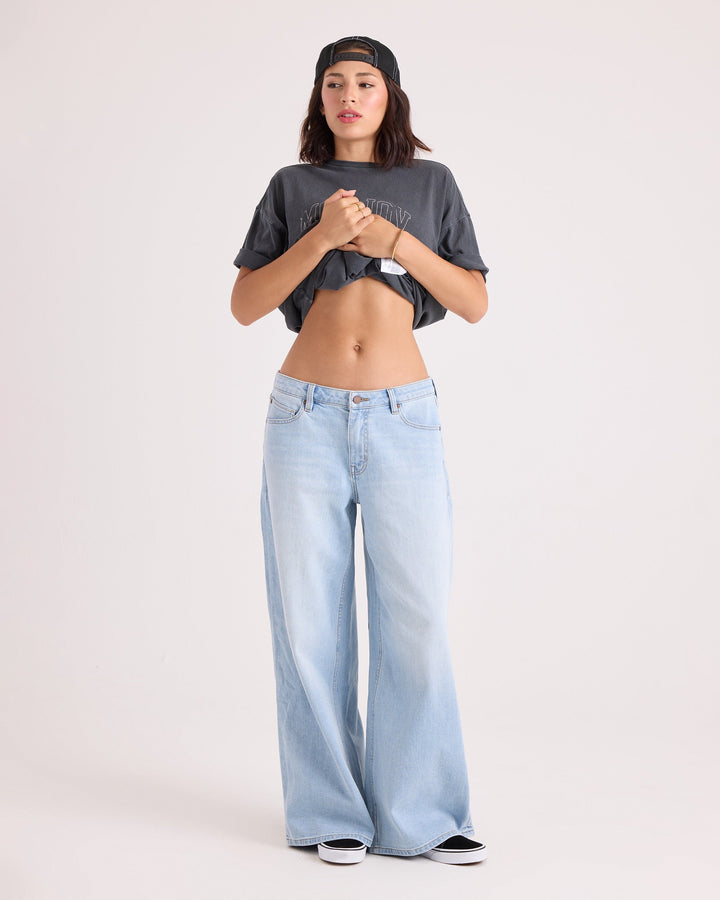 Volcom Womens Stoned Bf Lowrise Denim - White/Light Blue - official gallery image 5 
