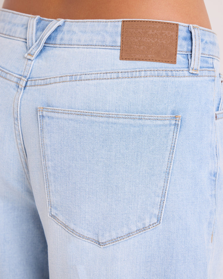 Volcom Womens Stoned Bf Lowrise Denim - White/Light Blue - official gallery image 4 