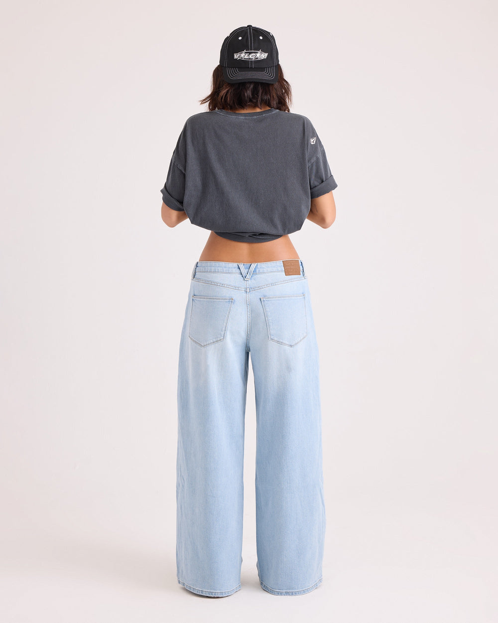 Volcom Womens Stoned Bf Lowrise Denim - White/Light Blue - official gallery image 2 #color_white-light-blue