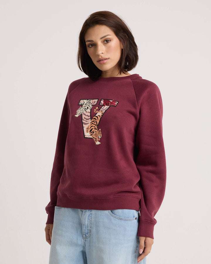 Volcom Womens Stone Magic Bf Crew - Burgundy - official gallery image 3 