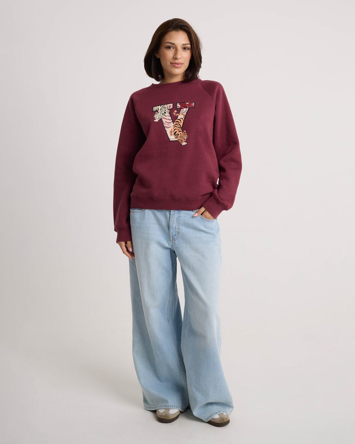 Volcom Womens Stone Magic Bf Crew - Burgundy - official gallery image 4 