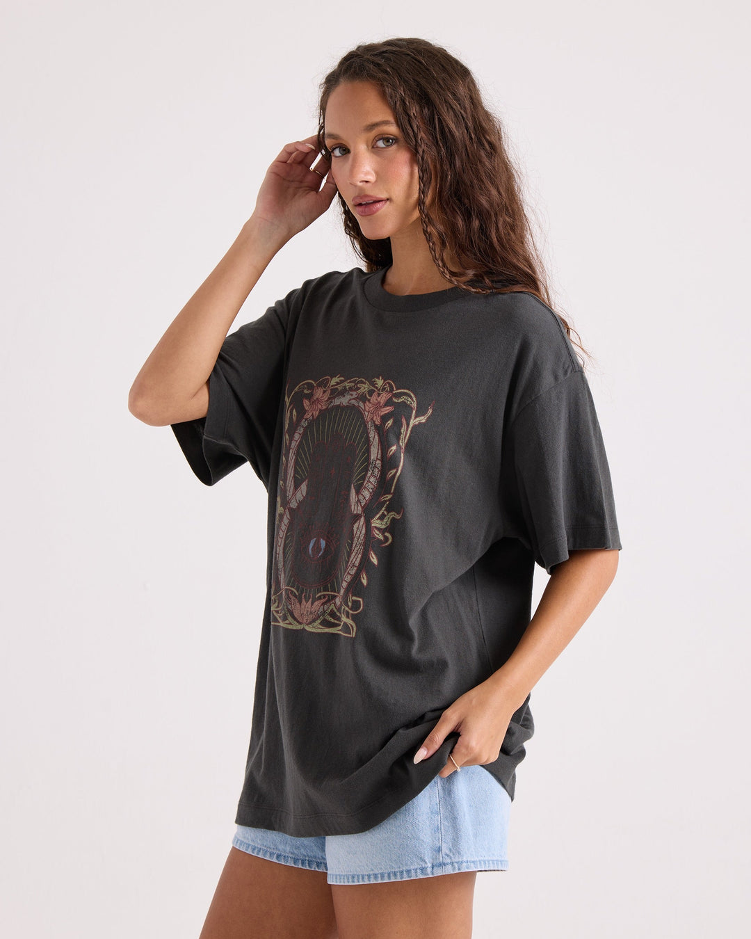 Volcom Womens Gatekeeper Stones Throw Tee - Vintage Black - official gallery image 3 