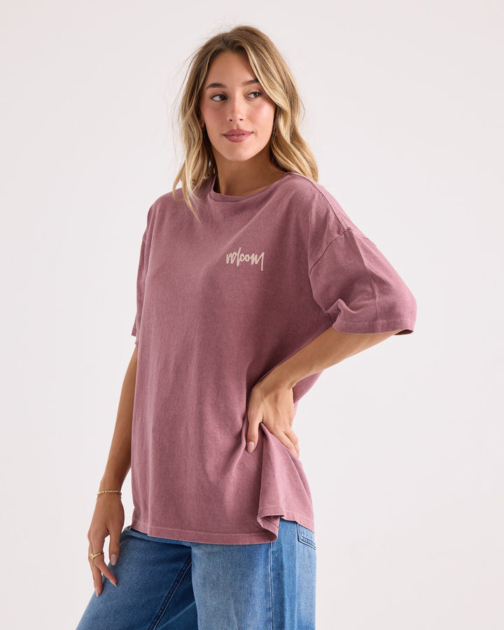 Volcom Womens Off The Grid Bad Boy Tee - Stone Rose - official gallery image 3 