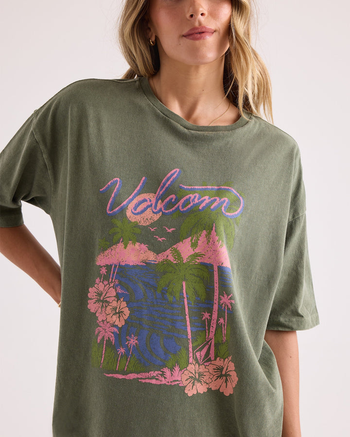 Volcom Womens Night Shade Bad Boy Tee - Martini Olive - official gallery image 4 