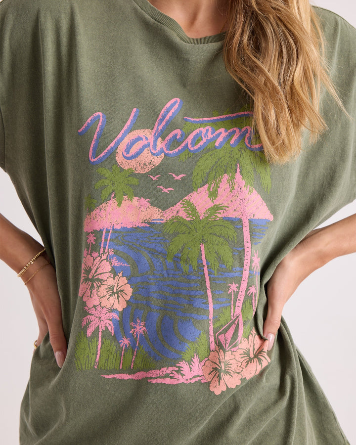 Volcom Womens Night Shade Bad Boy Tee - Martini Olive - official gallery image 3 