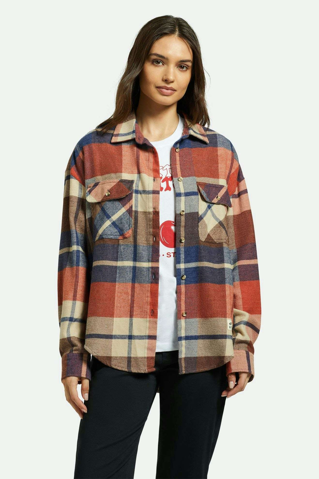 Brixton Bowery Classic Flannel (Womens) | Navy/Mars Red/Whitecap