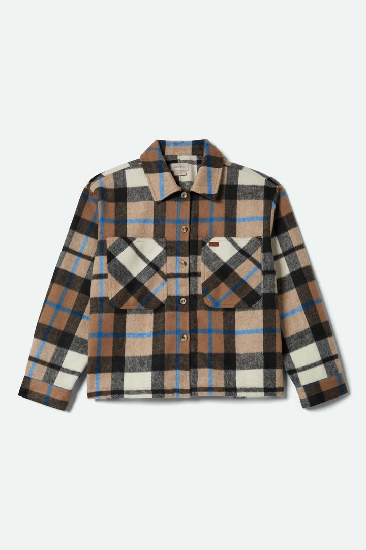 Brixton Bowery Soft Brushed Flannel (Womens) | Washed Black/Sand