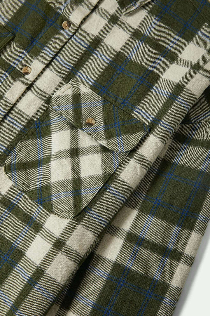 Brixton Bowery Vintage L/S Overshirt (Womens) | Green/Blue
