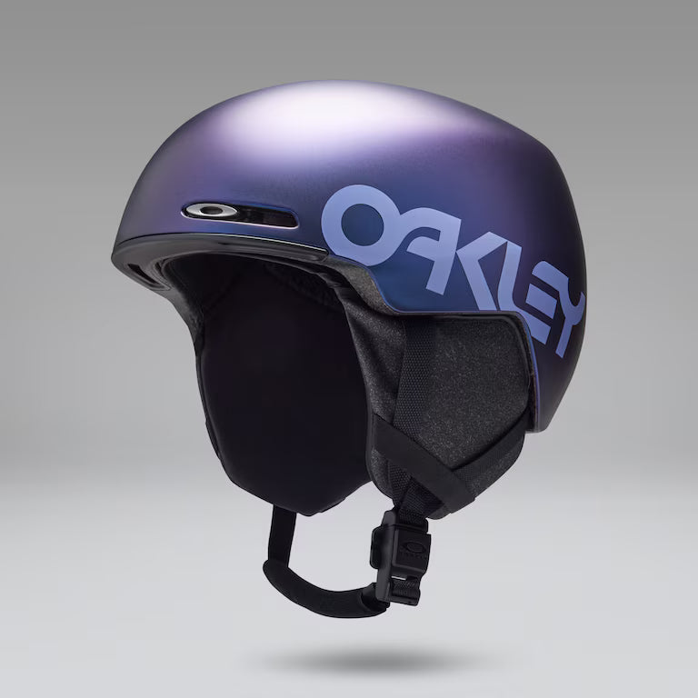Oakley MOD1 snow helmet in Cyan Blue Colorshift, angled studio view #color_cyan-blue-colorshift