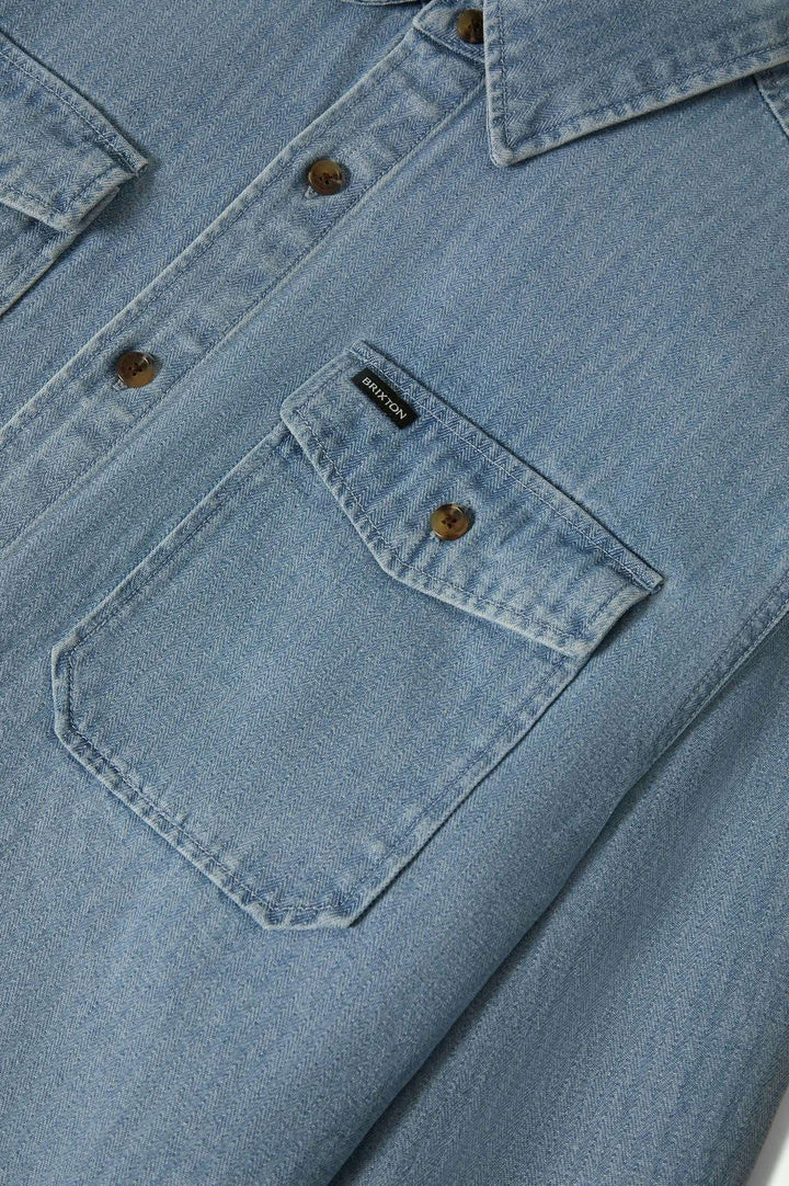 Brixton Herringbone Lightweight Relaxed Overshirt (Men&