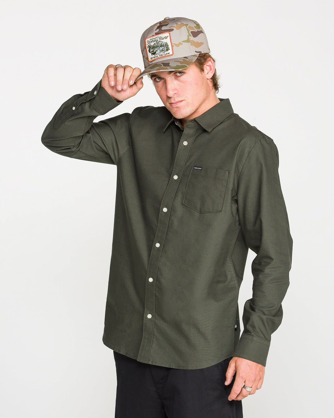 Volcom Mens Veeco Oxford Ls - Climbing Ivy - official gallery image 3 