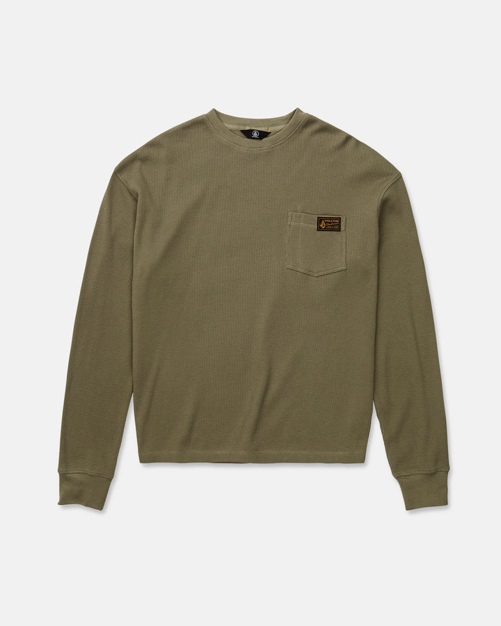 Volcom Mens Overtime Workwear Thermal Ls - Brindle - official gallery image 4 