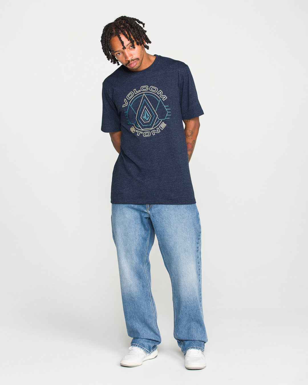 Volcom Mens Line Feld Ss Tee - Mood Indigo - official gallery image 5 