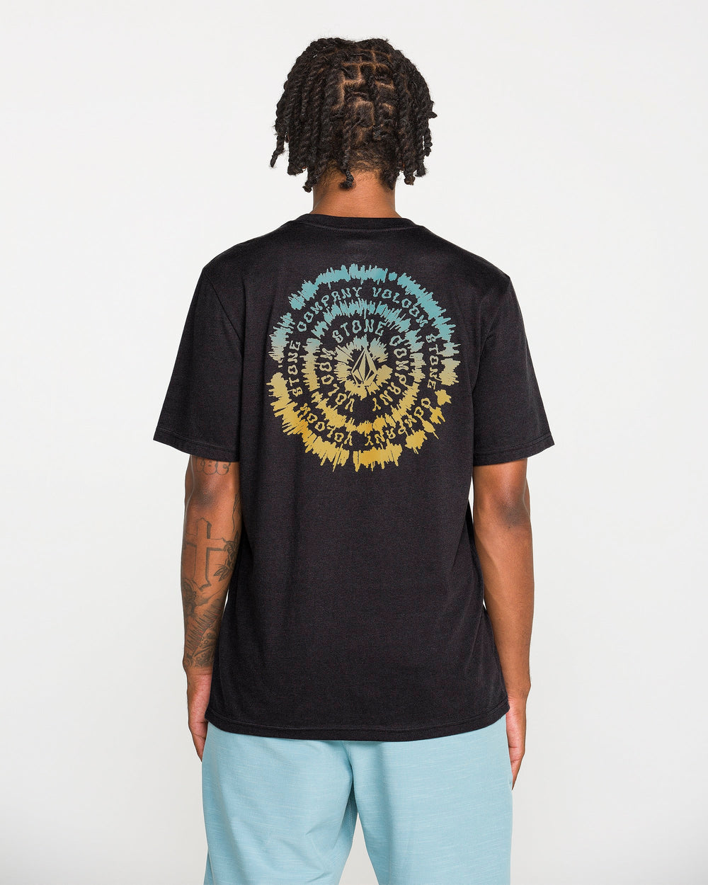 Volcom Mens Still Spiraling Short Sleeve Tee - Washed Black Heather - official gallery image 2 #color_washed-black-heather
