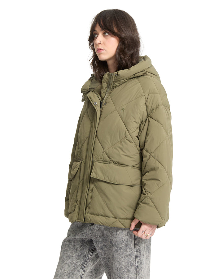 Volcom Womens Out Of Boxy Puff Jacket - Wintermoss - official gallery image 3 