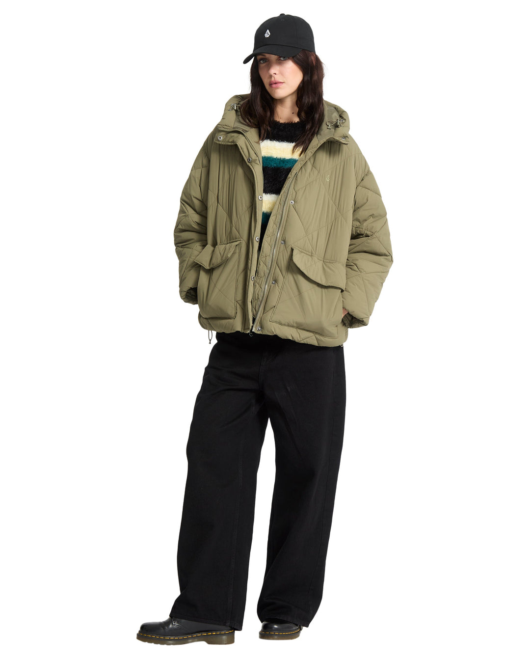 Volcom Womens Out Of Boxy Puff Jacket - Wintermoss - official gallery image 5 