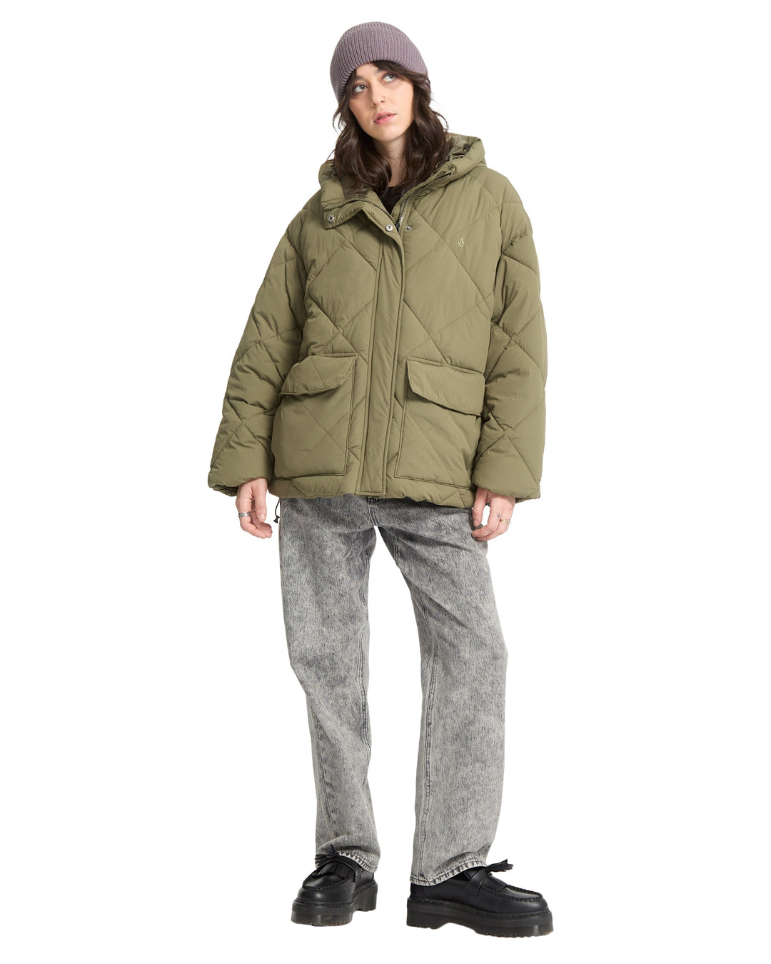 Volcom Womens Out Of Boxy Puff Jacket - Wintermoss - official gallery image 6 